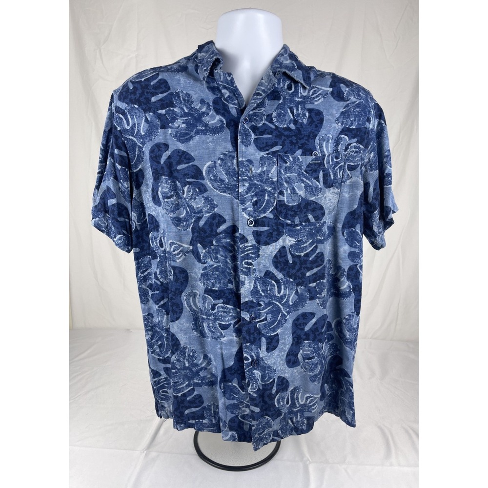 PENDLETON RAYON HAWAIIAN SHIRT MENS BLUE FLORAL CAMP‎ COLLAR ALOHA SHORT SLEEVE